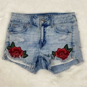 American Eagle Outfitters Embroidered High Rise Shorties